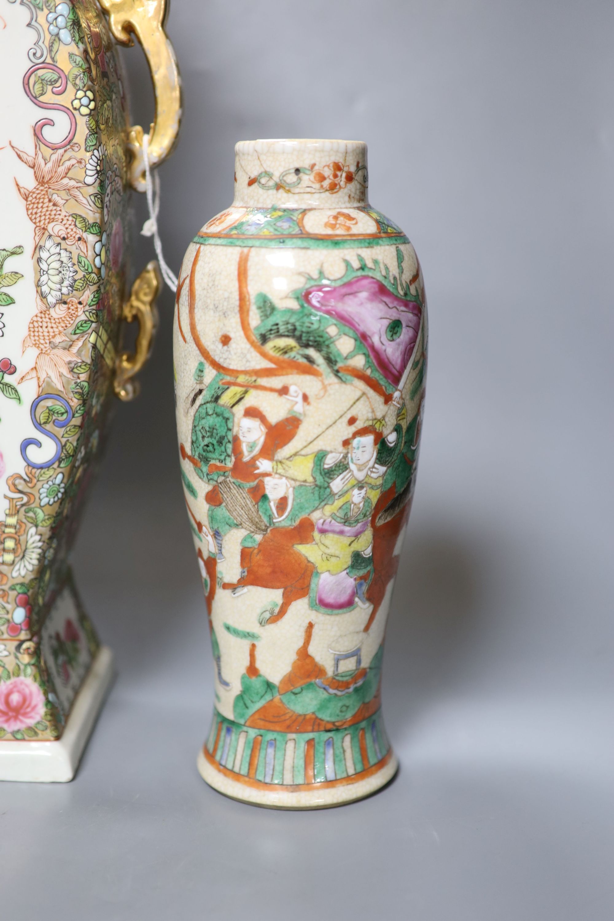 Two Chinese famille rose vases, tallest 60cm